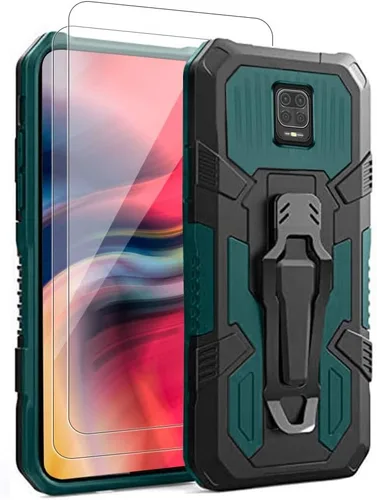 Funda para Xiaomi Redmi Note 9s/9 Pro, con [2 unidades] Protector de pantalla de vidrio templado de grado militar híbrido de alta resistencia con