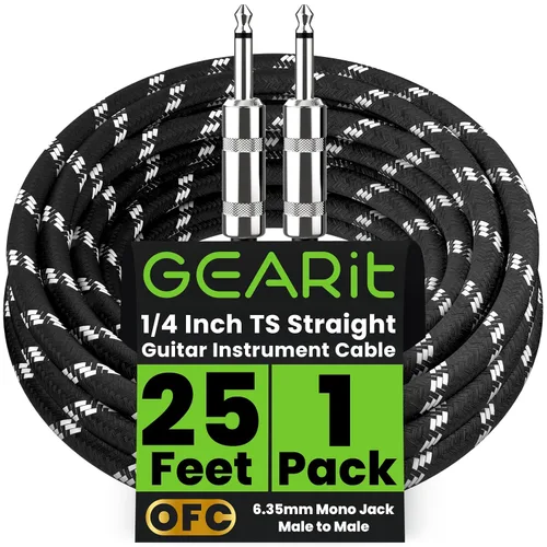 Miniatura 13 de GEARit Cable de instrumento de audio (10 pies) en ángulo recto a recto de 1/4 de pulgada macho a macho para cable AMP, base y guitarra eléctrica