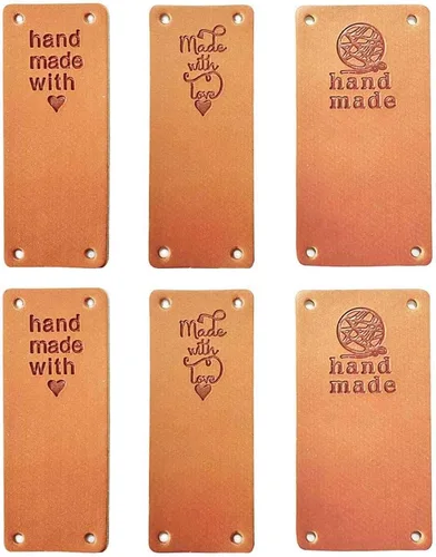 Juland Etiqueta de piel sintética hecha a mano, adorno de etiqueta en relieve, accesorios de bricolaje para jeans, bolsas, zapatos, sombrero, 60
