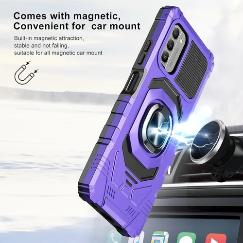 Miniatura 6 de Ailiber Funda para Nokia G310 con soporte, protector de pantalla para Nokia G310 con protector de pantalla, para montaje magnético de automóvil