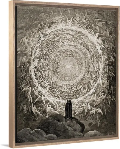 Miniatura 10 de CANVAS ON DEMAND Ilustración para Paradiso por Dante Alighieri Canto, Xxxi, líneas 1 a 3, lienzo enmarcado negro flotante, arte para pared, diseño