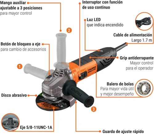 Miniatura 5 de Amoladora angular 4-1/2 ', ERGO-PRO, 900 W