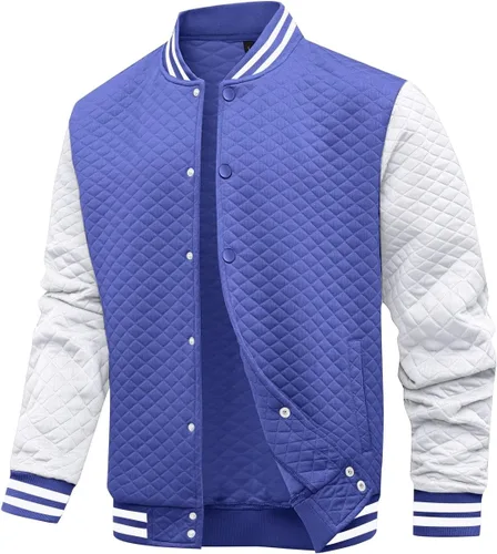 Miniatura 16 de Wizoat Chaqueta universitaria para hombre, chaqueta ligera casual con diseño de gofre, chaquetas bomber