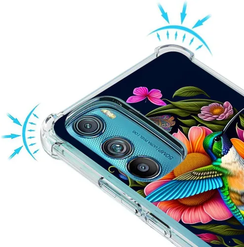 Miniatura 3 de Funda para Motorola Edge 2022, colibrí, mariposa, flores, protección contra caídas, a prueba de golpes, TPU de cuerpo completo, funda protectora