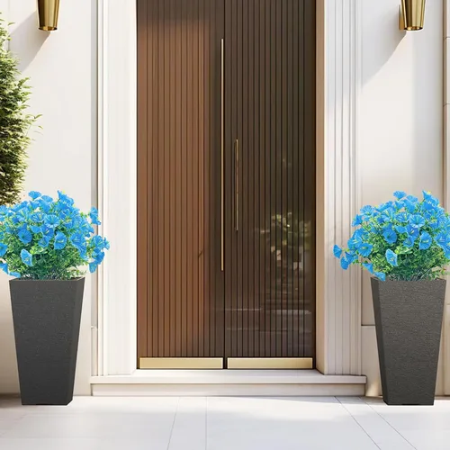 Miniatura 6 de 20 paquetes de flores artificiales para exteriores, flores falsas resistentes a los rayos UV, arbustos de plástico sintético para decoración Azul