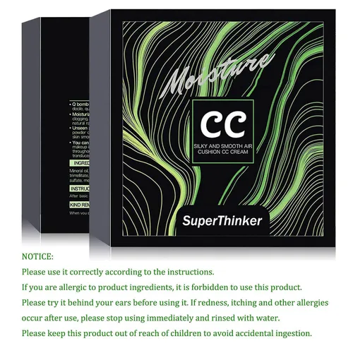 Miniatura 9 de Crema CC con almohadilla de aire en forma de hongo SuperThinker, maquillaje facial BB Cream base para piel madura hidratante corrector iluminador 2