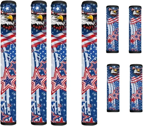 Miniatura 15 de America250 - Juego de 8 fundas antideslizantes para manijas de puerta de refrigerador, 4 de julio de 2026, protectores para nevera, horno, mantener