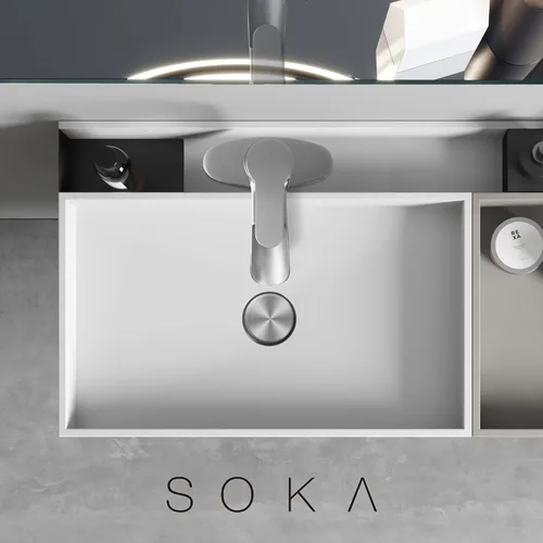 Miniatura 10 de SOKA - llave de baño en cascada, llave de fregadero de baño con un solo mango y un solo agujero para lavabo, llave de lavabo con desagüe emergente
