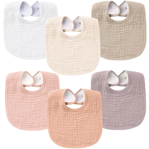 Miniatura 10 de Konssy Juego de 6 baberos de muselina para niños y niñas, baberos de bandana de algodón suave absorbentes para babeo y dentición Algodón de azúcar