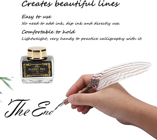 Miniatura 3 de Bewinner Juego de pluma estilográfica de caligrafía hecha a mano con botella de tinta y 3 puntas, regalo de estilo vintage para amigos, profesores