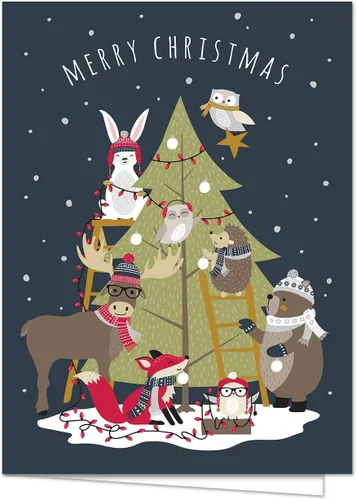 Miniatura 10 de Canopy Street Tarjetas navideñas de animales del bosque, 36 tarjetas con sobres blancos, 6 diseños de animales del bosque de invierno, versos