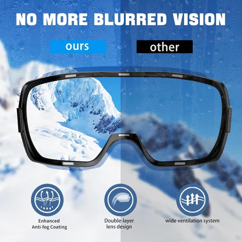 Miniatura 4 de COOLOO Snow/Ski Goggles, Snowboard Goggles for Men Women Youth -OTG, Magnetic Lens Frameless Anti Fog 100% UV Protection