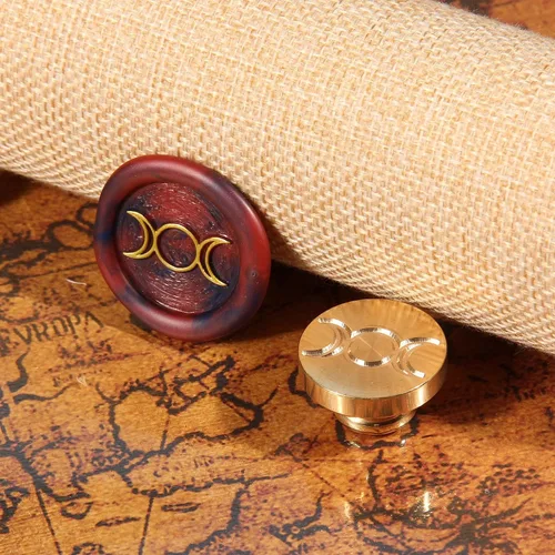 Miniatura 5 de Sello de cera Tranditional Triple Moon Goddess Wiccan Vintage Sealing Wax Stamp 0.984 in 0.98'' Unique Witchcraft Goddess Sellador de cobre