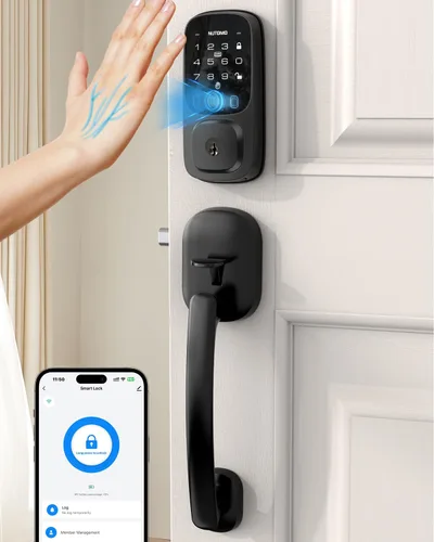 Miniatura 10 de NUTOMO Palm Vein Smart Lock: cerradura de palma para puerta de entrada sin llave, teclado WiFi integrado, cerrojo digital electrónico con control