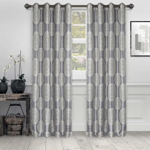 Miniatura 7 de Superior Cordon - Cortinas de jacquard para habitación y ventana, con ojales de acero inoxidable, clásico ecléctico transicional, juego de 2 paneles