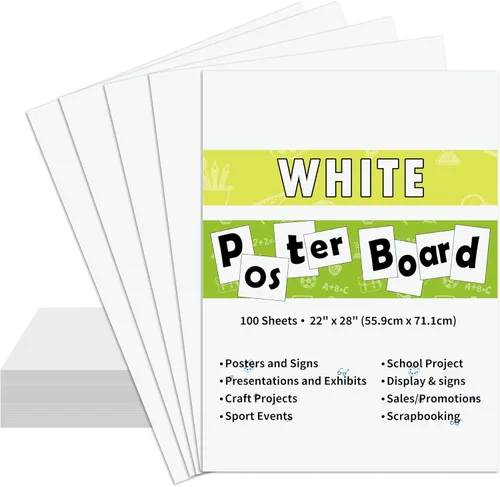 Miniatura 9 de pmybupo 50 tableros de póster blancos de 22"×28", tablero de póster de valor para proyectos de manualidades escolares, presentación, dibujo