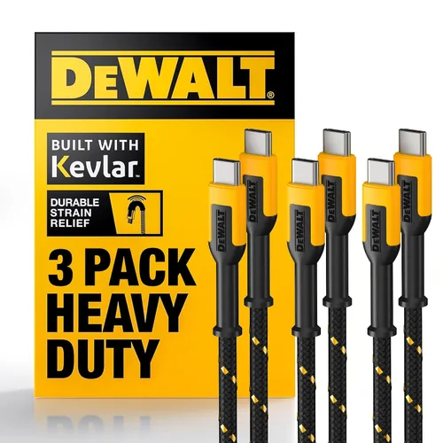 Miniatura 11 de DEWALT Cable USB C de Alta Resistencia, Cable USB C de 60 Vatios para Sitio de Trabajo, Cable de Alta Velocidad de Tipo C a Tipo C, Carga Rápida PD