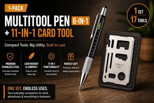 Miniatura 2 de Regalos para hombres: bolígrafo multiherramienta 6 en 1 y juego de herramientas para tarjetas 11 en 1, accesorios geniales para hombres, regalos