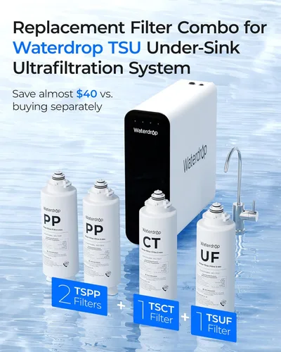 Miniatura 2 de Waterdrop 2TSPP, TSUF, TSCT filtro de agua para debajo del fregadero, Reemplazo para el sistema de filtro de agua Waterdrop TSU Ultra-Filtración