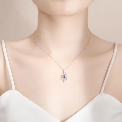 Miniatura 2 de Missia Moissanite Sterling Silver Necklace With Walnut Jewelry Box Gift For Her Woman Wife Girlfriend Daughter Present For Birthday Valentine