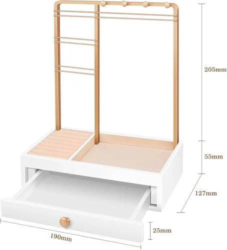 Miniatura 4 de Teamkio Árbol de joyería con caja de almacenamiento blanca grande organizador de joyas de mesa árbol de exhibición para collares anillos pulseras
