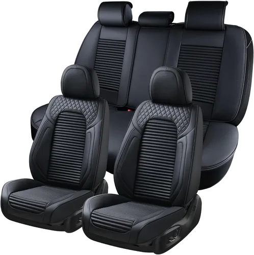 Miniatura 78 de Coverado Juego completo de fundas de asiento de automóvil, fundas de asiento negras para asientos delanteros y traseros de automóvil, protector