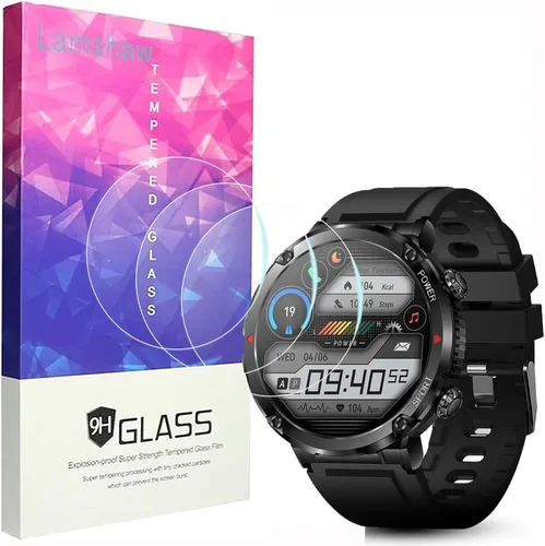 Lamshaw Bravo XL - Protector de pantalla para reloj inteligente, [3 unidades] Película protectora de pantalla de vidrio templado 9H compatible con