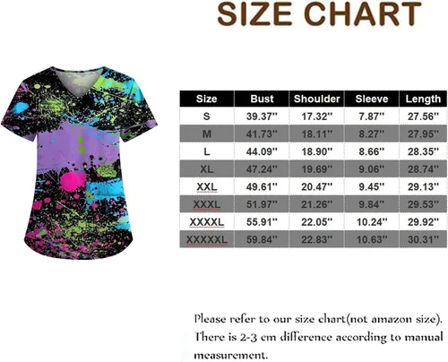 Miniatura 4 de Plus Size Scrubs for Women Nurse Gifts Printed Scrub Tops Women Medical Nursing Tops Stretchy Scrub Shirts for Women