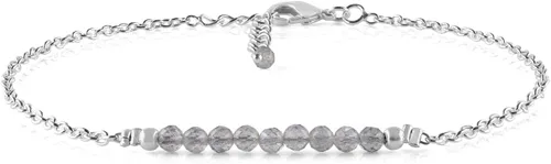 YANARA Pulsera de tobillo para mujer, piedra de nacimiento natural, cuentas de piedras preciosas, tobillera delicada hecha a mano de 9 pulgadas +