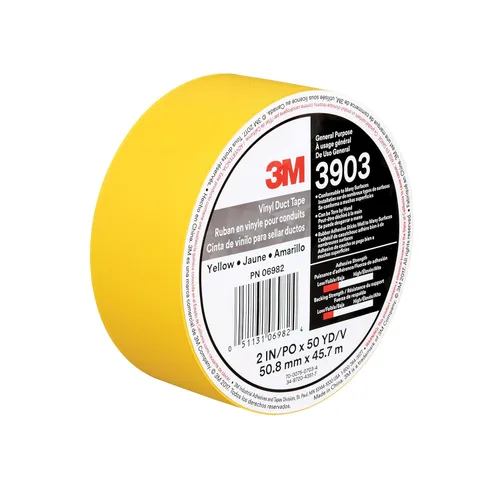 Miniatura 7 de 3M Cinta adhesiva de vinilo 3903, color negro, 2 in x 50 yardas, 7.3 mil, envuelta individualmente convenientemente empaquetada