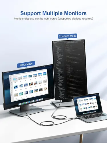 Miniatura 4 de dockteck Cable USB C a DisplayPort de 6 pies/6.6 ft, 8K tipo C a DP 1.4, Thunderbolt 3 a cable Displayport de 32.4 Gbps UHD 8K @30Hz/4K a 144Hz/2K a