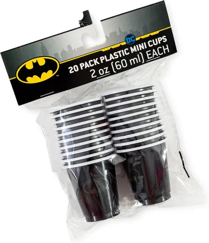Miniatura 3 de Silver Buffalo DC Comics Batman - Paquete de 20 mini vasos desechables de plástico para fiestas, 2 onzas