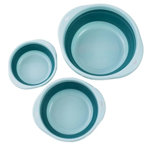 Juego de 3 lavabos plegables para bebés y niños, para viajes a casa, juego de 3 tamaños diferentes, color azul