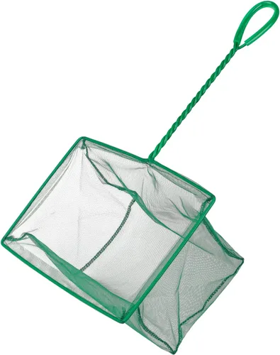 Miniatura 8 de Pawfly Red para peces de acuario con mango de metal trenzado, red cuadrada con malla fina suave de lodos de residuos de alimentos, red de limpieza