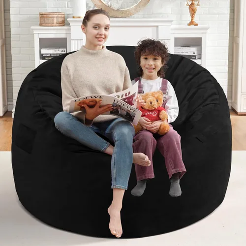 Miniatura 2 de Silla de Puf de 3 Pies, Sillas de Puf Cómodas con Relleno de Espuma Viscoelástica, Sofá de Puf Esponjoso con Funda de Terciopelo Holandés, Sillas