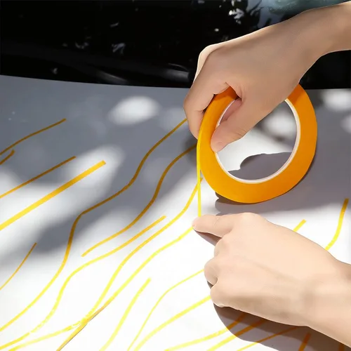 Miniatura 7 de Epakh 4 rollos de cinta para rayas finas, cinta de enmascarar de 1/16, 1/8, 1/4 y 1/2 pulgadas de ancho, para pintores automotrices DIY arte