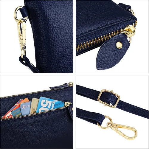 Miniatura 5 de Uromee Cartera de mano para mujer, de piel auténtica, con cadena de hombro desmontable