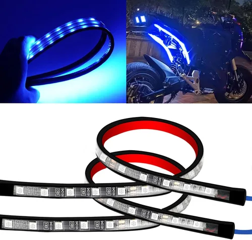 Miniatura 8 de Luz LED Flexible para Motocicleta Atmósfera Tiras de Luces de Neón LED de 12V Tira de Luz Trasera de Freno LED Bajo el Tablero Iluminación de Parada
