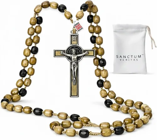 Miniatura 18 de Rosario italiano con bendición apostólica del Papa León XIV – Collar católico de cuentas grandes para espejo de coche, Primera Comunión, regalo