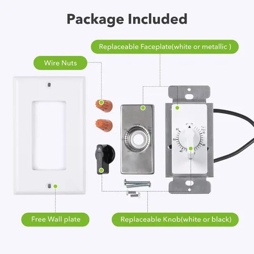 Miniatura 4 de BN-LINK Temporizador de cuenta regresiva de 60 minutos en la pared, interruptor mecánico, para ventilador de baño, temporizador de luces, 2 placas