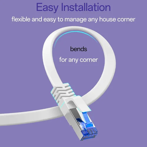 Miniatura 5 de Cable Ethernet plano Cat8 de 100 pies para interiores y exteriores, cable Ethernet ultrafino invisible de alta velocidad 40Gbps 2000Mhz, cable