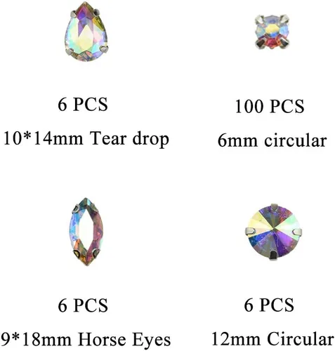 Miniatura 2 de Hahiyo Base de garras de diamantes de imitación para coser, vidrio transparente, formas mixtas, gemas de cristal, ajuste de puntas traseras