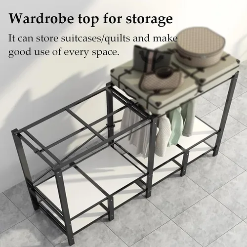 Miniatura 7 de large closets Portable Wardrobe Closet All Steel Frame Closet Standing Clothes Closet No Assembly with Cloth Cover Open Wardrobe Closet Space-saving