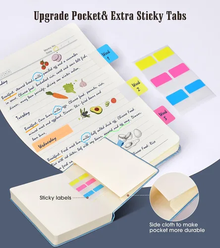 Miniatura 5 de Cuaderno rayado, cuaderno grueso de 365 páginas A5 para escribir, cuaderno rayado de la universidad, tapa dura de cuero para mujeres y hombres, Azul