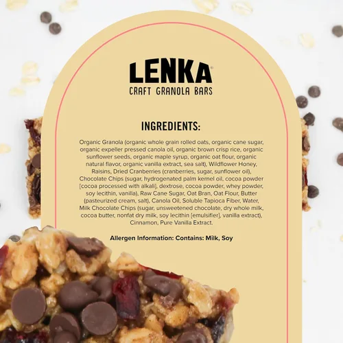 Miniatura 2 de Barritas Lenka - Barritas de merienda de arándano y chocolate, sin gluten, alta en fibra, kosher, saludables, sin sabores artificiales, envueltas