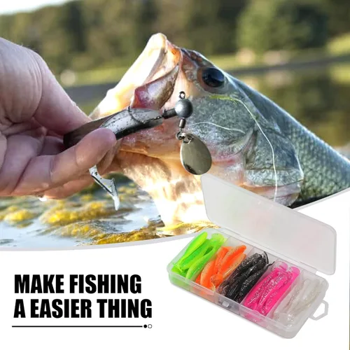 Miniatura 7 de MAFIMOEA - 50 señuelos de pesca suaves de plástico para cola de paleta, kit de cebos de natación para lubina, trucha, lucioperca, crappie, 5
