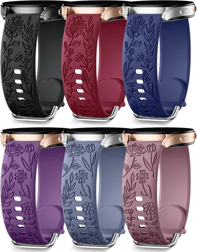 Miniatura 14 de SNBLK 6 unidades de bandas florales grabadas compatibles con Samsung Galaxy Watch 7 Banda 6 5 4 Active 2 FE 40mm 44mm/Watch 6/4 Classic/5 Pro/3