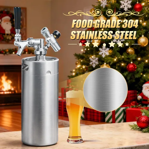 Miniatura 2 de Mini Growler de barril de 128 onzas, sistema dispensador de cerveza de barril portátil, sistema de grifo de cerveza de acero inoxidable, mantiene