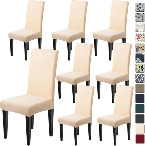 Miniatura 12 de Dioxide Fundas de Silla de Alto Estirar para Sillas de Comedor, Juego de Fundas de Silla de Comedor Lavables de 4, Fundas de Asiento de Silla