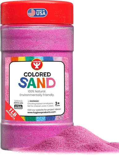 Hygloss Arena de colores para manualidades – Botella de 1 libra, magenta – Juegos de arte de arena fina y colorida vibrante para niños – Actividades